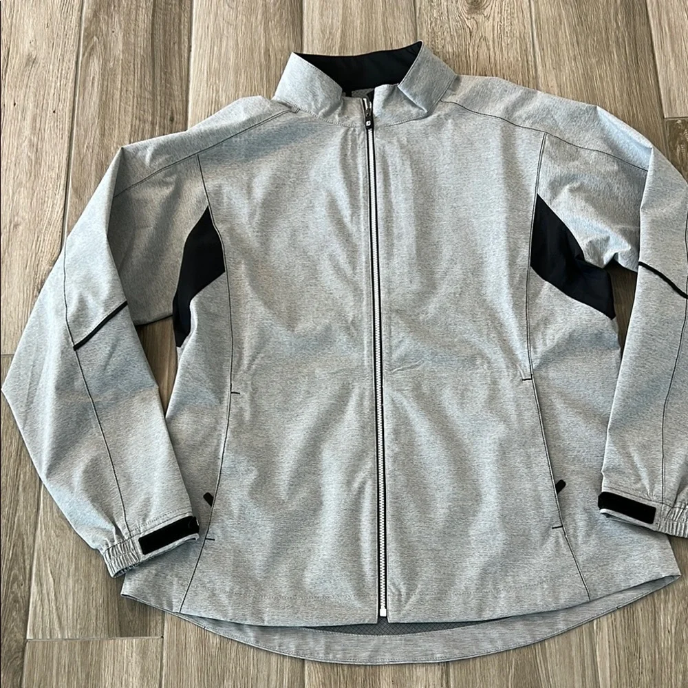 Footjoy Gray and Black Zip-Up Jacket - Picture 1 of 9